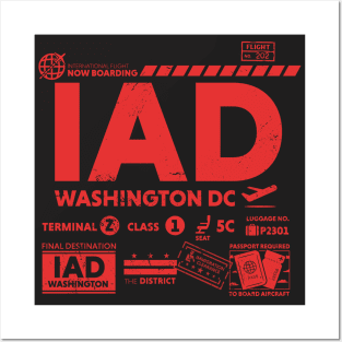 Vintage Washington DC IAD Airport Code Travel Day Retro Travel Tag Posters and Art